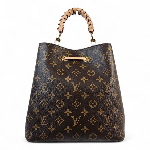 LOUIS VUITTON NoeNoe MM Monogram Braided Handle Long LV Leather Strap 2 Way EUC - Picture 7 of 16
